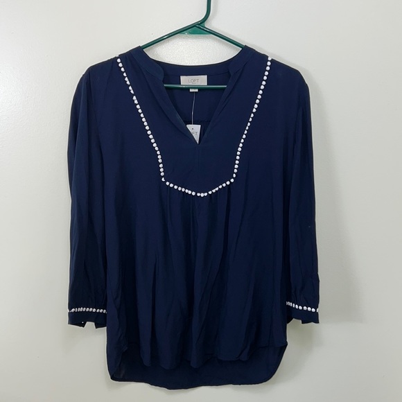 LOFT Outlet Navy Blue White Polka Dot Tunic, NWT, Small - Picture 1 of 4